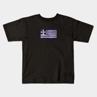 Vintage Aged and Scratched Greek Flag Kids T-Shirt